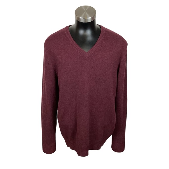 L.L.Bean Lambswool Mens Large Sweater Cranberry - Picture 12 of 13